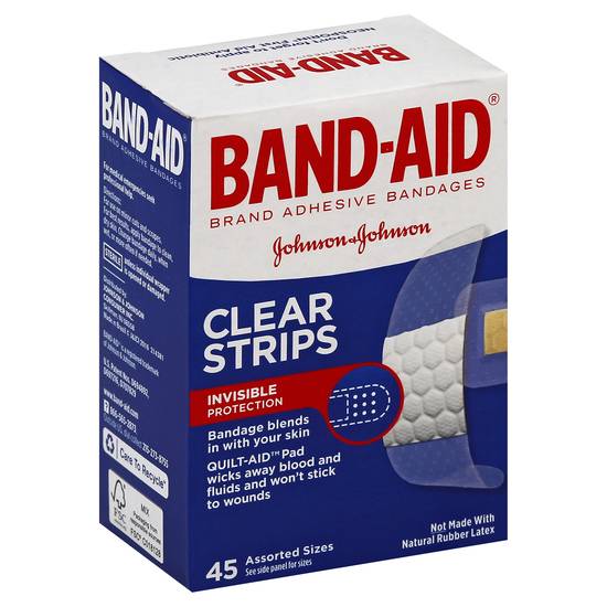 Band-Aid Clear Strips Invisible Assorted Sizes Adhesive Bandages (45 bandages)
