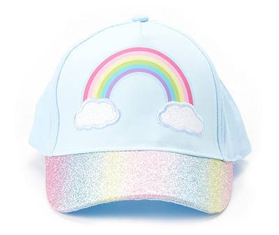 Kids' Blue Rainbow Glitter Baseball Cap