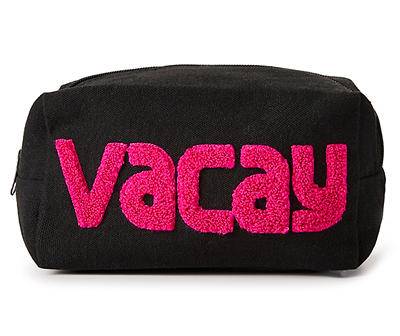 "Vacay" Black Makeup Bag