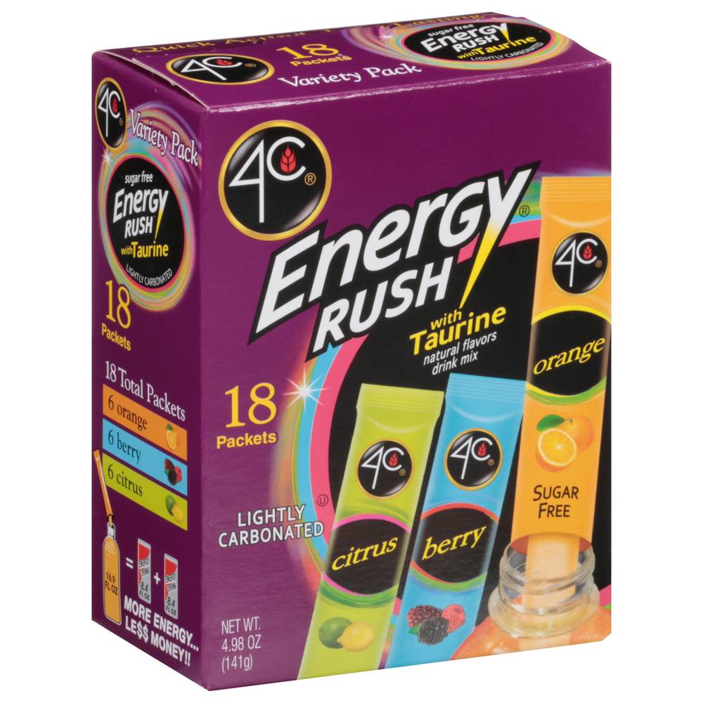 4C Energy Rush Drink Mix, Variety (4.98 oz, 18 ct)