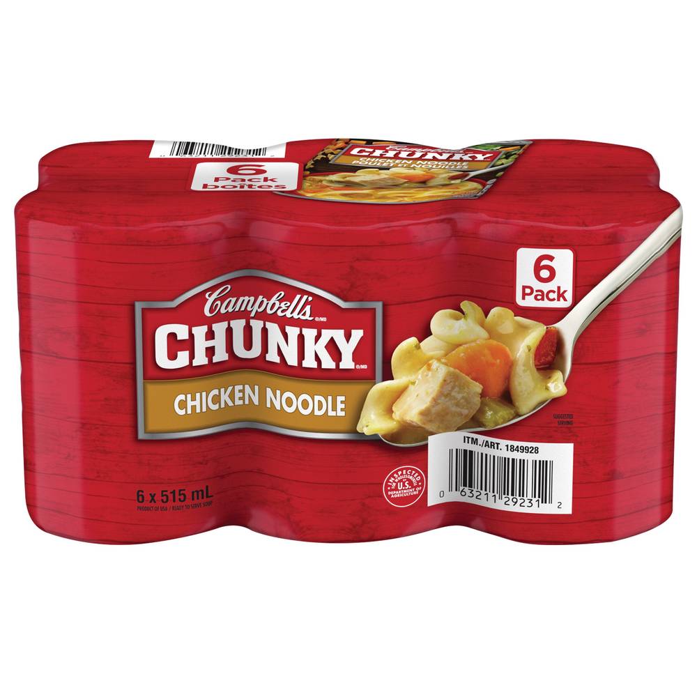 Campbell'S Chunky Chicken Noodle Soup Cans, 6 × 515 Ml