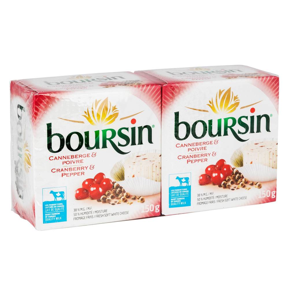 Boursin Cranberry & Pepper Soft Cheese, 2 × 150 G