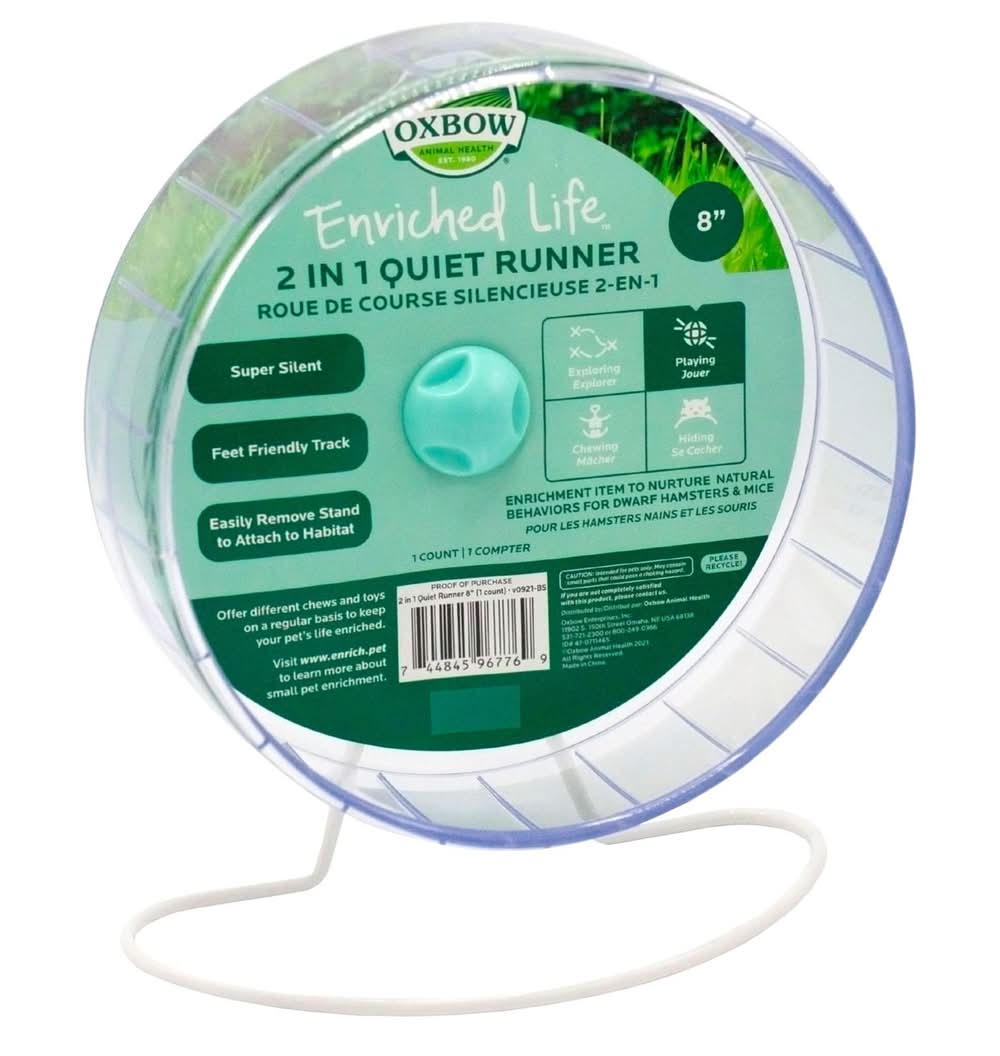 Oxbow Enriched Life 2 in 1 Quiet Runner Small Animal Exercise Wheel, 8 in