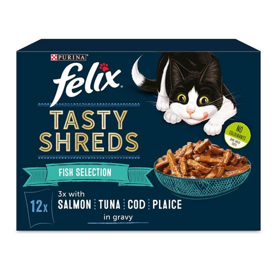 Felix Tasty Shreds Fish Selection in Gravy Wet Cat Food 12 x 80g