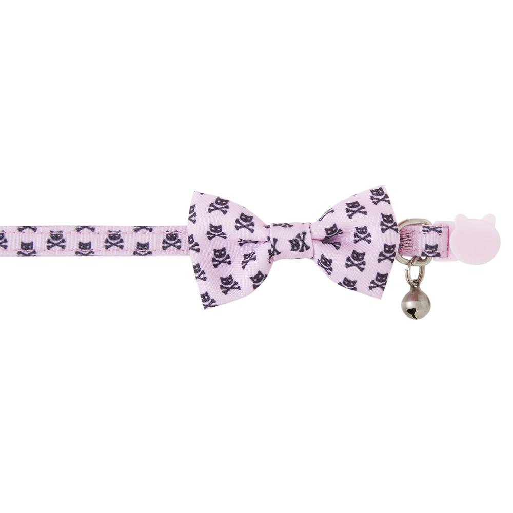 Whisker City® Pink Skull & Bones Bow Tie Easy Release Kitten & Cat Collar (Color: Pink, Size: Kitten)