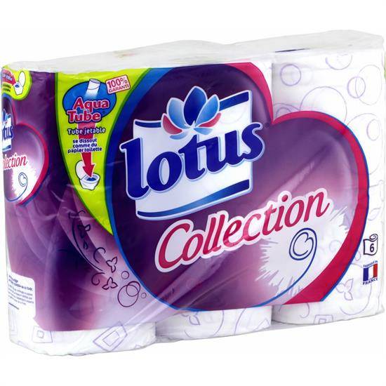 Papier toilette Collection aqua tube LOTUS - le paquet de 6 rouleaux