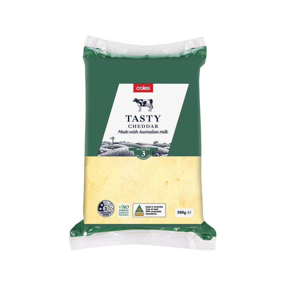 Coles Dairy Tasty Cheese Block 500g