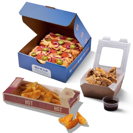 2 Slice Pizza Box, Wedges & Hot Sweet