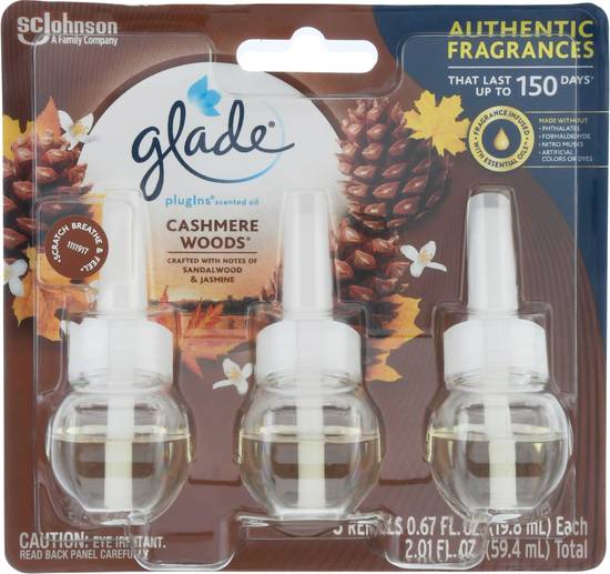 Glade Plugins Cashmere Woods Scented Oil Refills (3 ct)