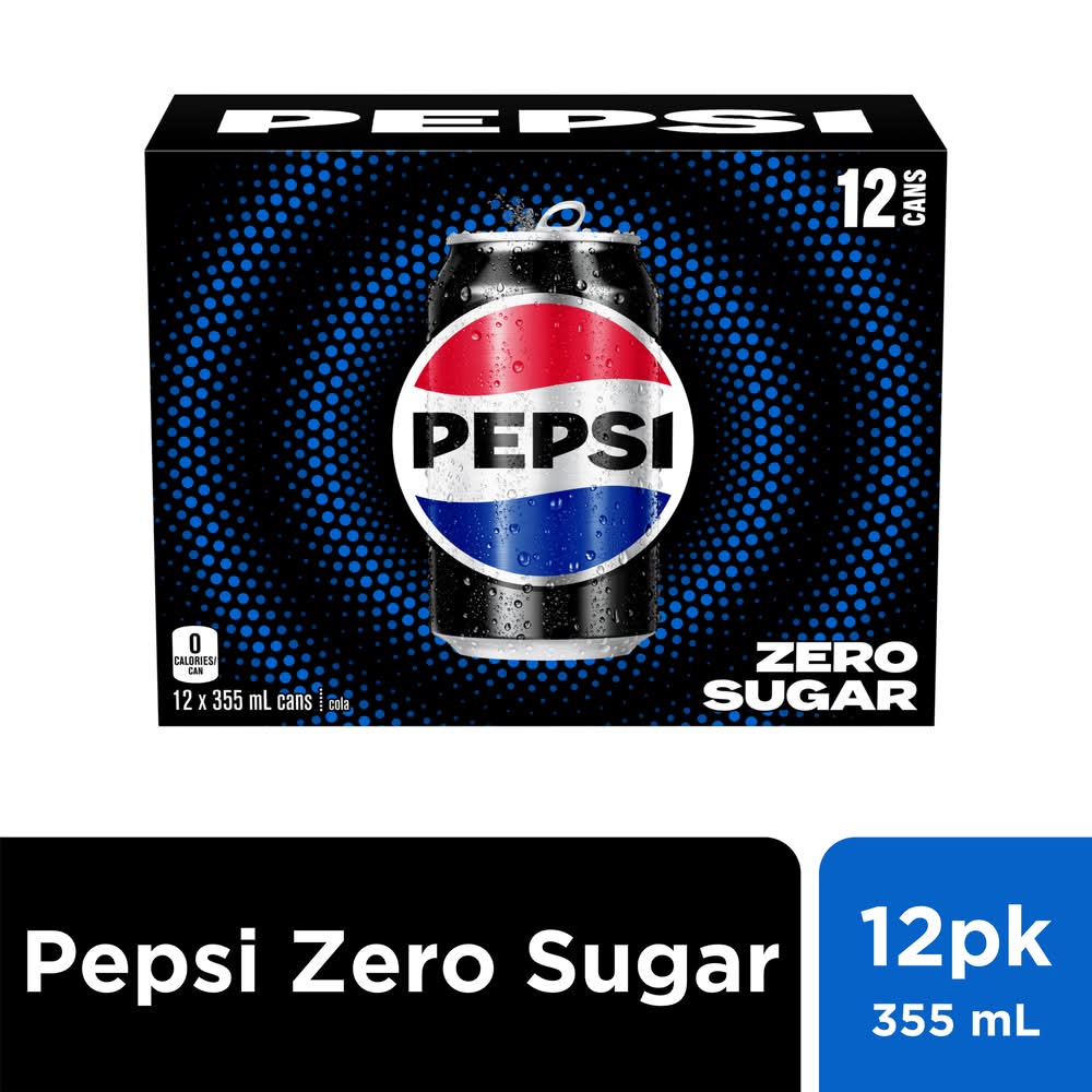 Pepsi Zero Sugar Soft Drink (12 x 355 ml)