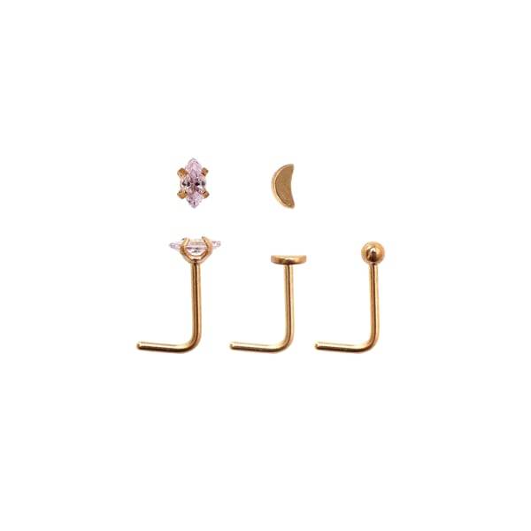 Transfix 3pk 20G Rose Gold L-shape Moon Pack