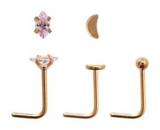 L-Shape Moon Nose Pin, Rose Gold (3 ct)
