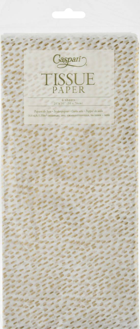 Little Dash Tissue Paper in White & Gold - 4 Sheets Included – Caspari