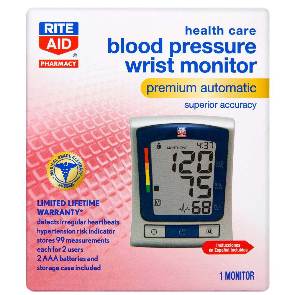 Rite Aid Blood Pressure Wrist Monitor Premium Automatic