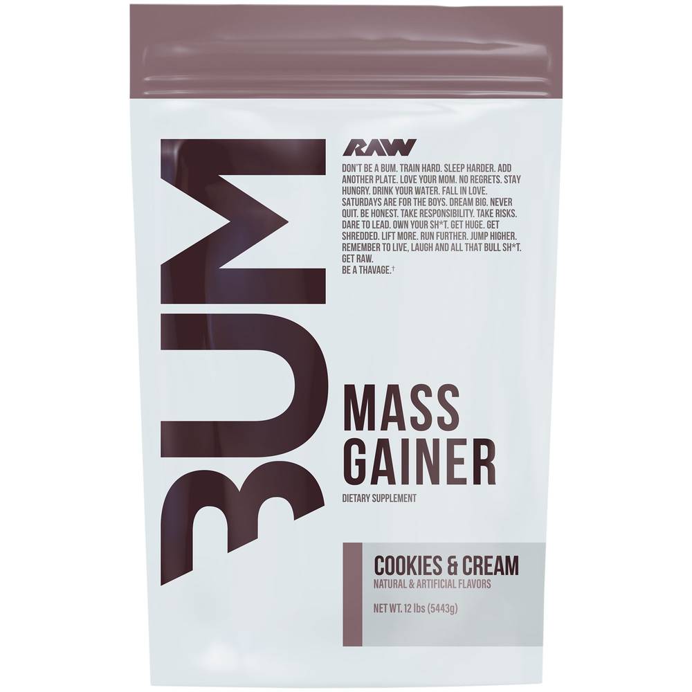 Raw Cbum Series Mass Gainer Protein Powder (12 lb) (cookies and cream)