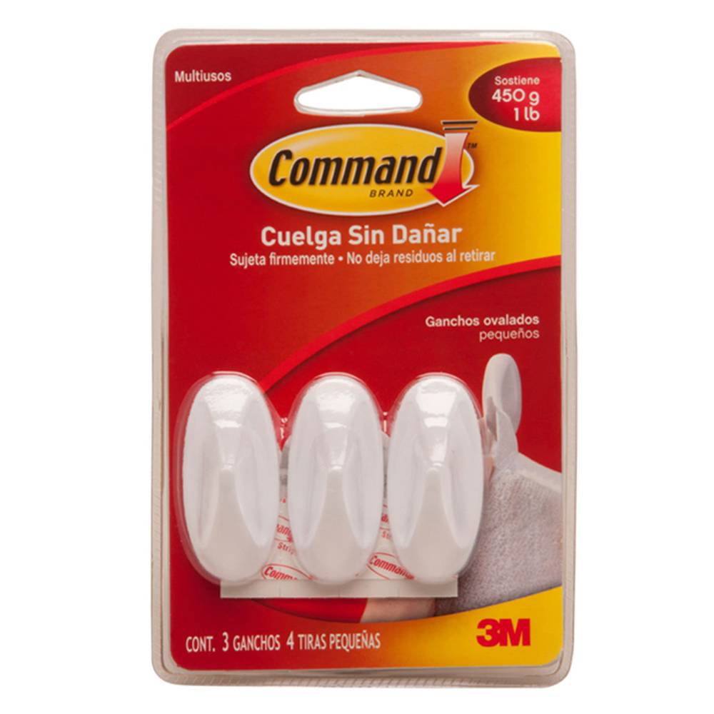 Command gancho (de 3m. ovalado. 3 unidades. para colgar sin taladr)