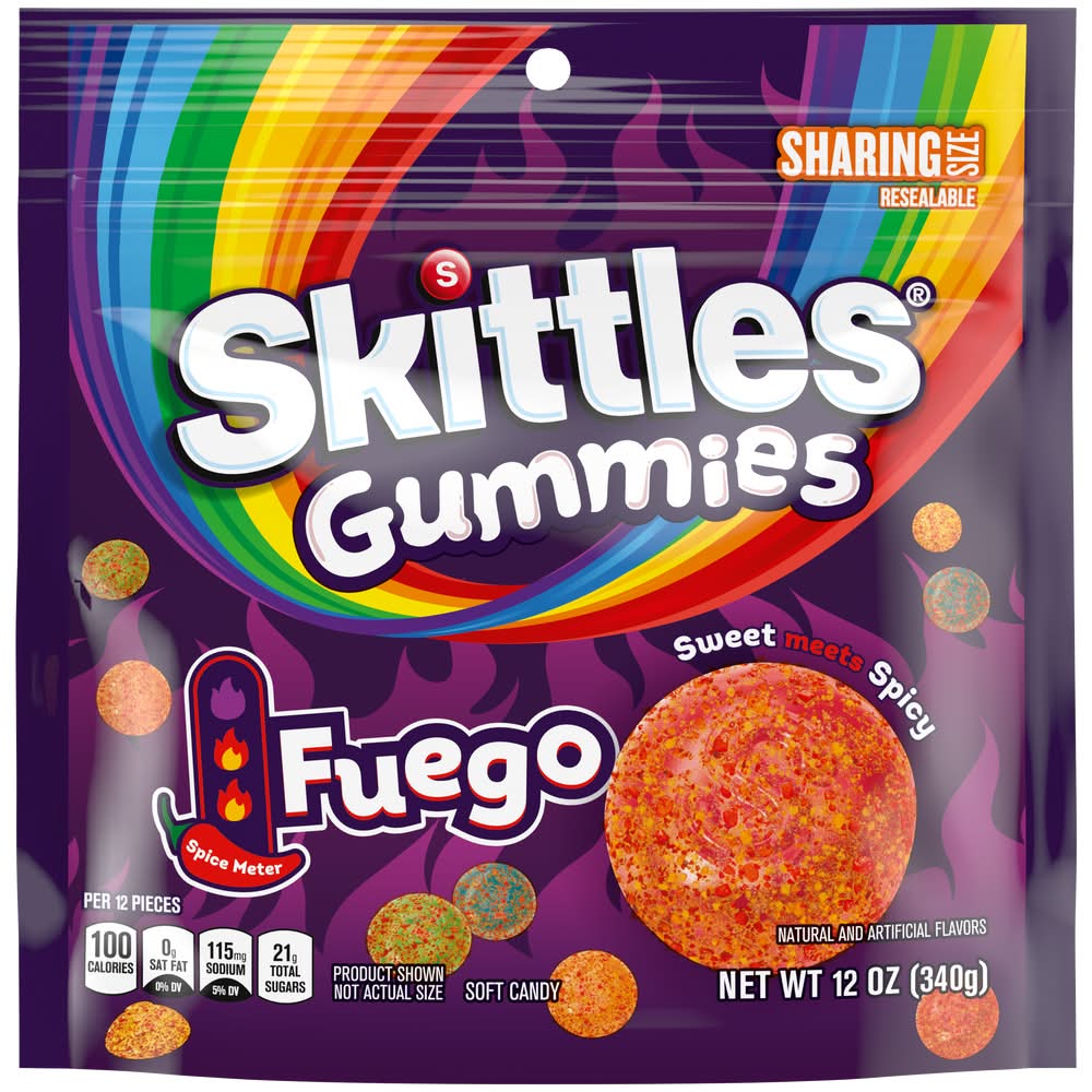 Skittles Share Size Fuego Gummies, Sweet Meets Spicy (12 oz)