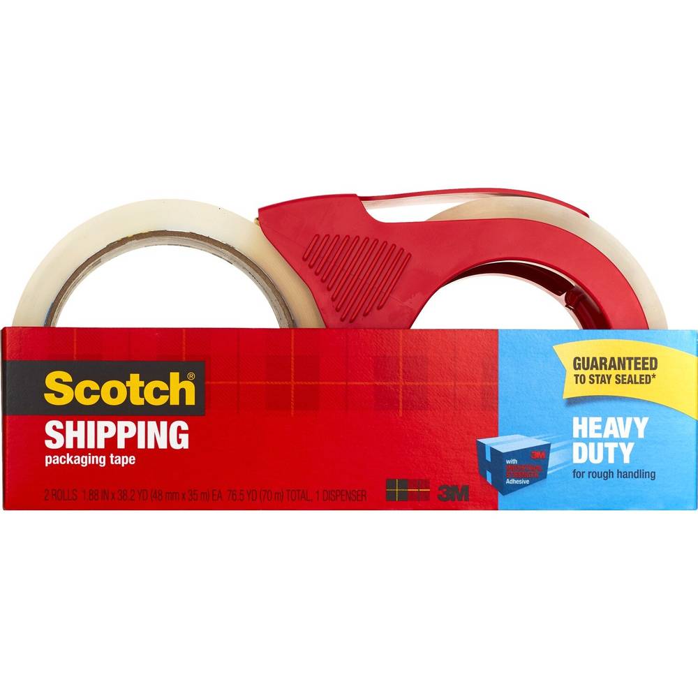 Scotch Clear Heavy-Duty Shipping Packing Tape With Dispenser