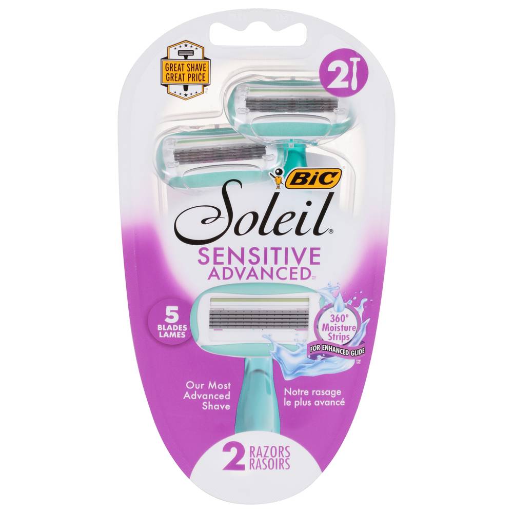 Bic Soleil 5 Blades Sensitive Advanced Razors (2 ct)