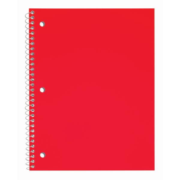 Just Basics Red Wide Ruled Poly Spiral Notebook