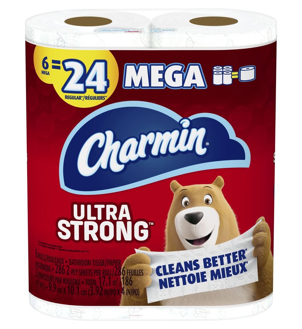 Charmin Ultra Strong Toilet Paper 6 Rolls 286 Sheet 186 Ft.