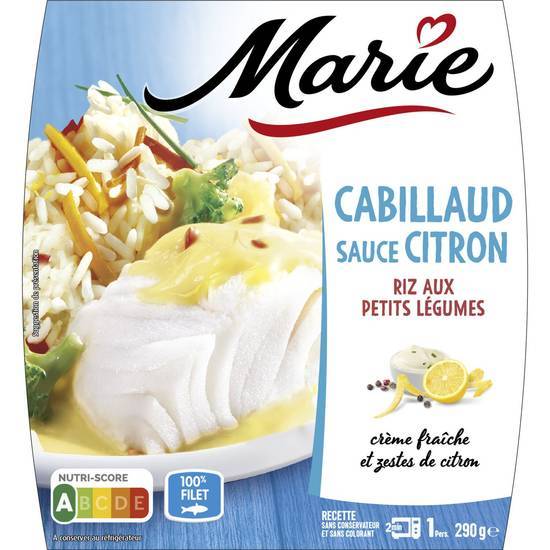 Marie - Cabillaud riz aux petits légumes, crème fraîche - zestes de citron (290g)