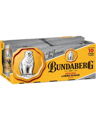 Bundaberg Rum & Zero Sugar Cola Can 10X375ml