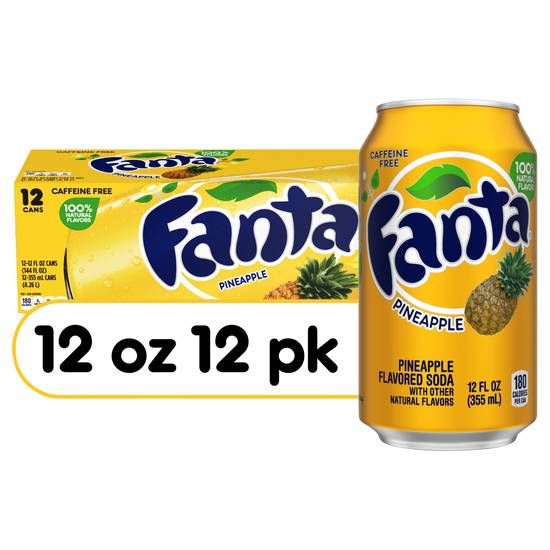 Fanta Caffeine Free Pineapple Flavored Soda (12 ct, 12 fl oz)