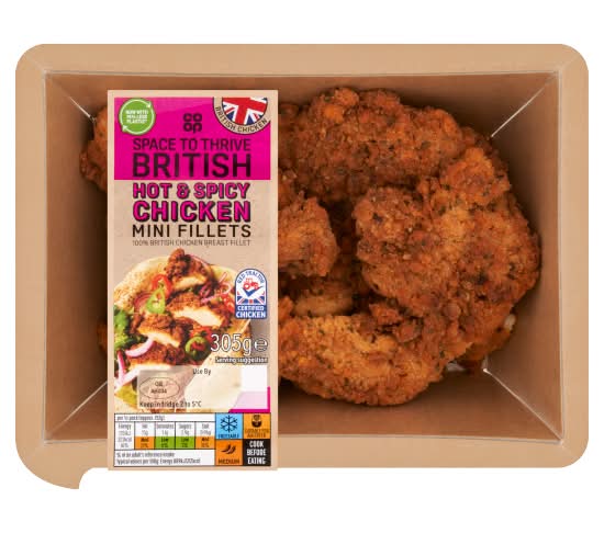 Co-op Hot & Spicy Chicken Mini Fillets (305g)