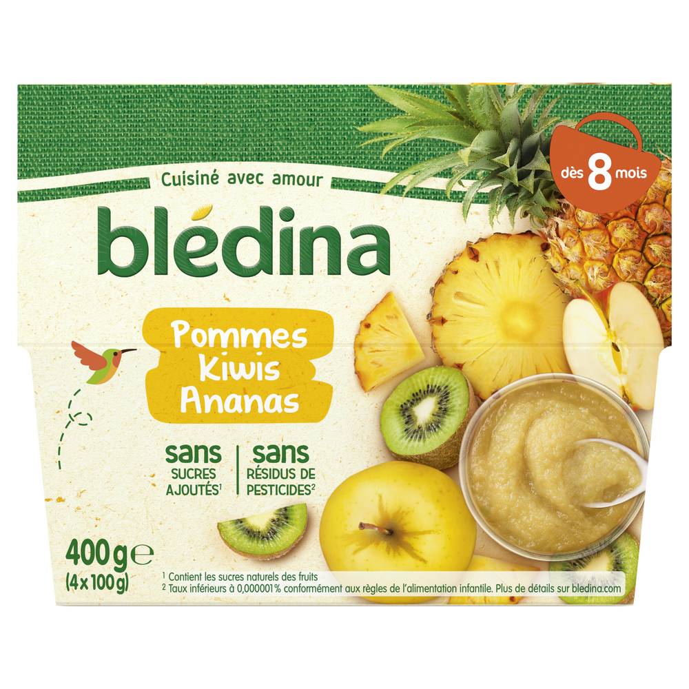 Blédina - Compotes pomme ananas kiwi pour bébé dès 8 mois (400g)