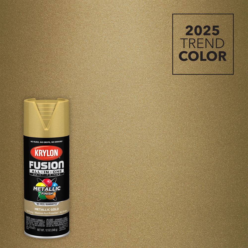 Krylon Fusion All-In-One Gloss 2025 Trend Of The Year Gold Metallic Spray Paint and Primer In One (NET WT. 12-oz) | K02770007