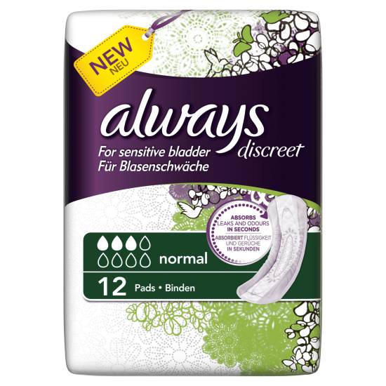 Always Discreet Normal Incontinence Pads (109g)