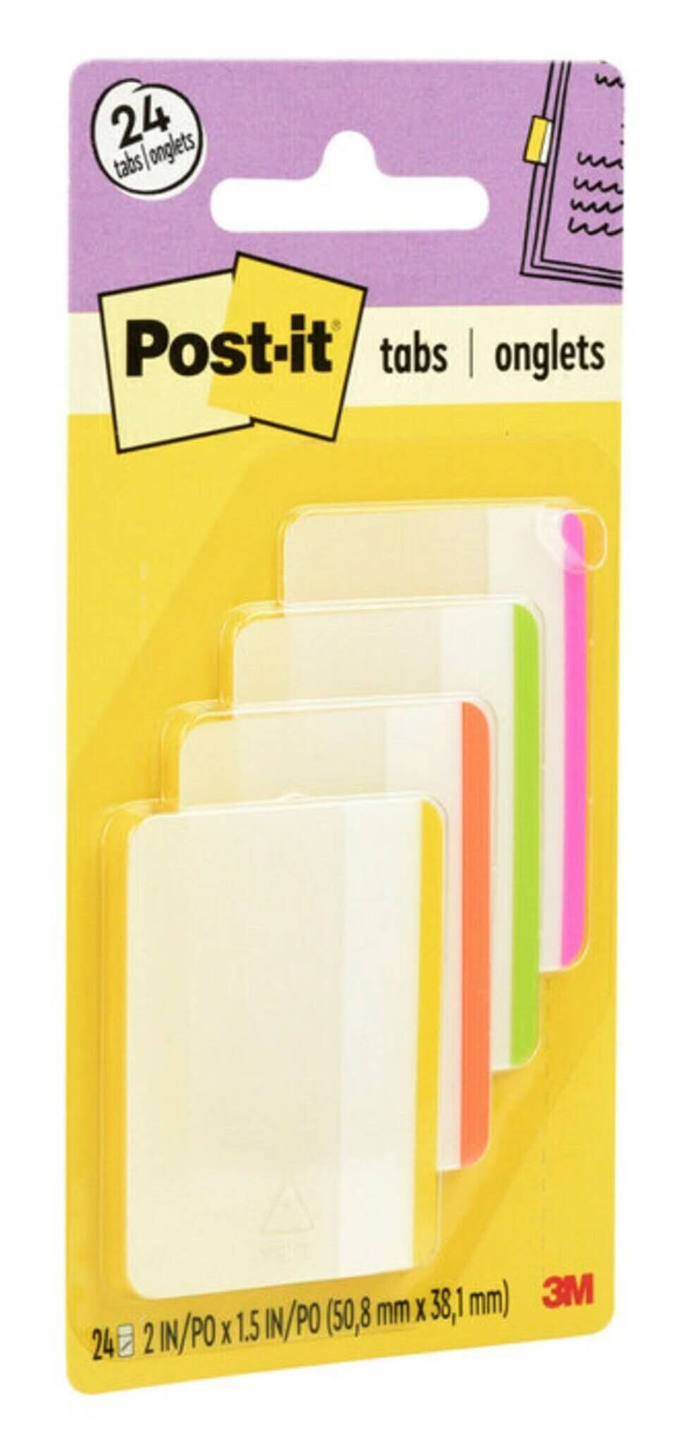 Post-It 2" Tough and Long-Lasting! Variety Colors Durable Filing Tabs (24 x 0.02 oz)