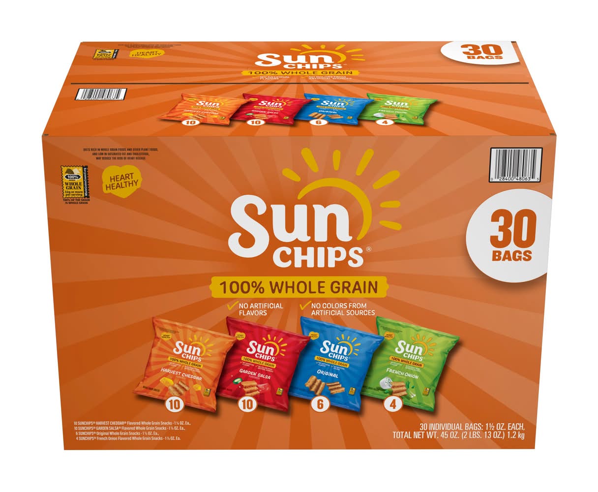 Sun Chips Whole Grain Mix Snacks, Assorted (1.5 oz, 30 ct)