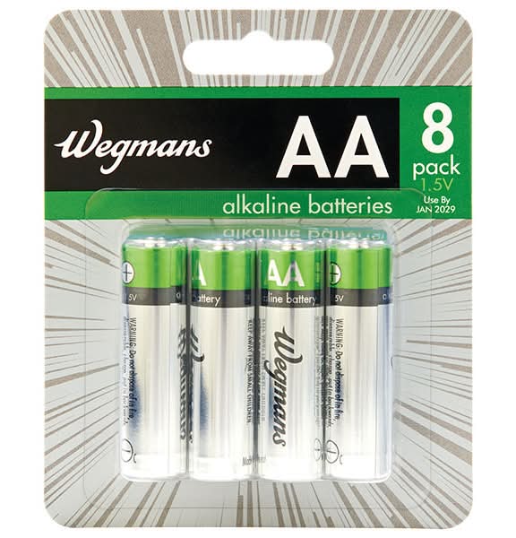 Wegmans AA Alkaline Batteries, 1.5 Volt, 8 Pack