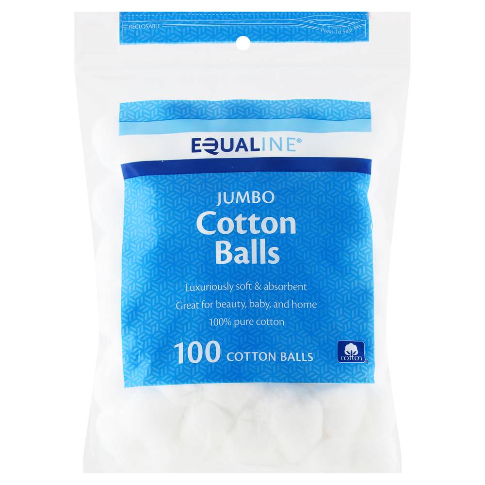 Equaline Jumbo Luxuriously Soft & Absorbent Botton Balls (100 ct)