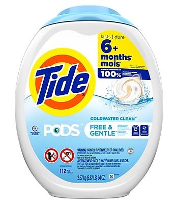 Tide PODS Free & Gentle Laundry Detergent Capsules, 94.2 oz., 112 Capsules (03229)