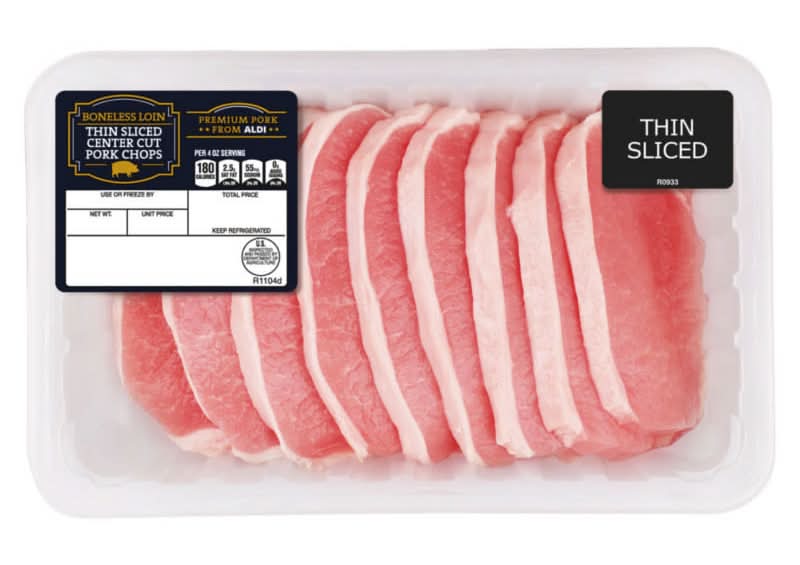 USDA Thin Sliced Center Cut Boneless Pork Chops, per lb