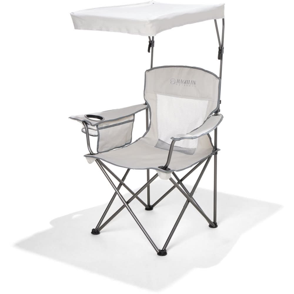 Magellan Outdoors Sunshade Folding Chair, Light Grey 01