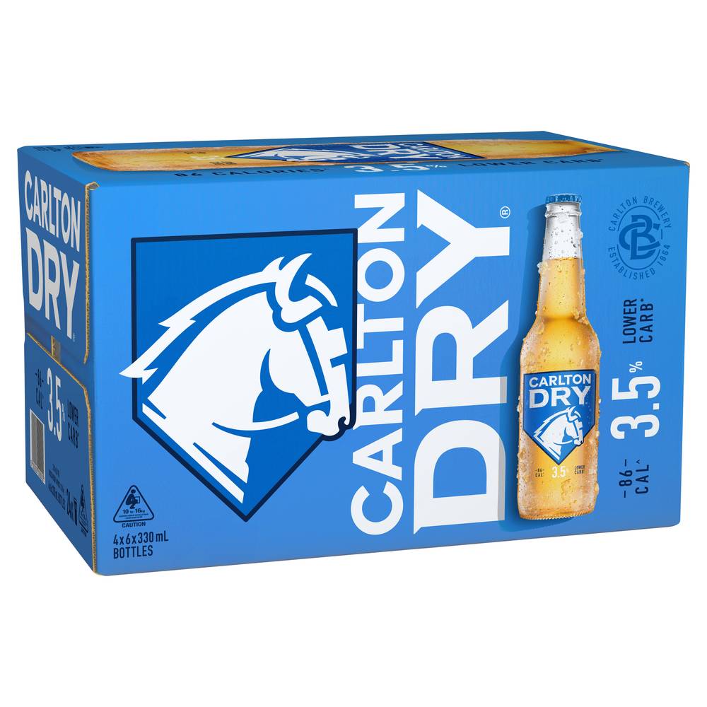 Carlton Dry Mid 3.5% Bottle 330mL X carton 24