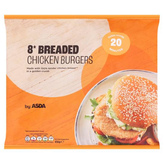 Asda 8 Breaded Chicken Burgers 456g