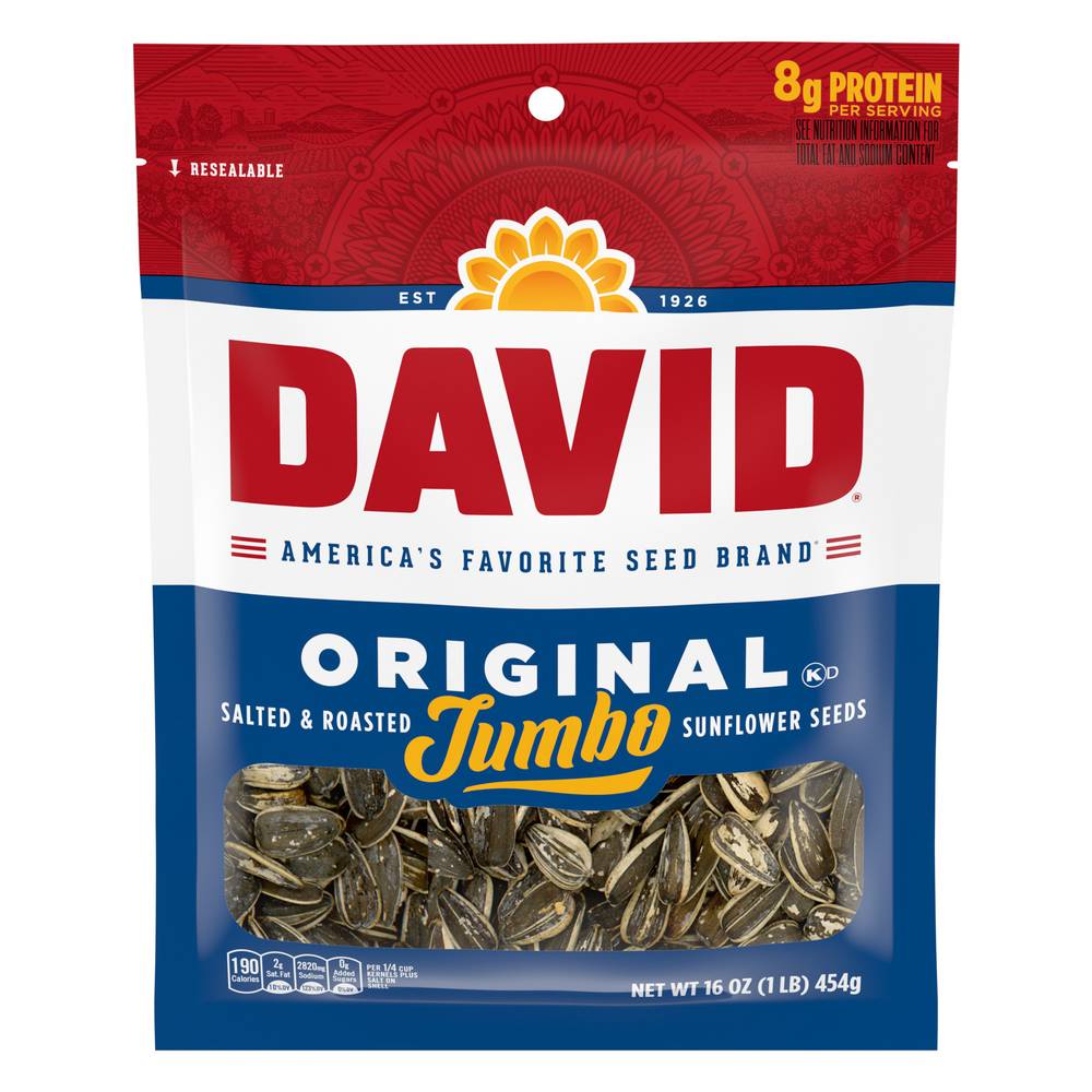 David Original Salted and Roasted Jumbo Sunflower Seeds (16 oz)