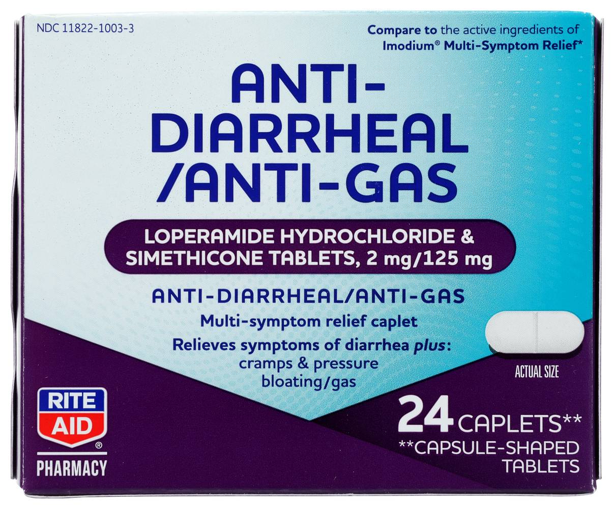 Rite Aid Anti-Diarrheal & Anti-Gas Caplets (24 ct)