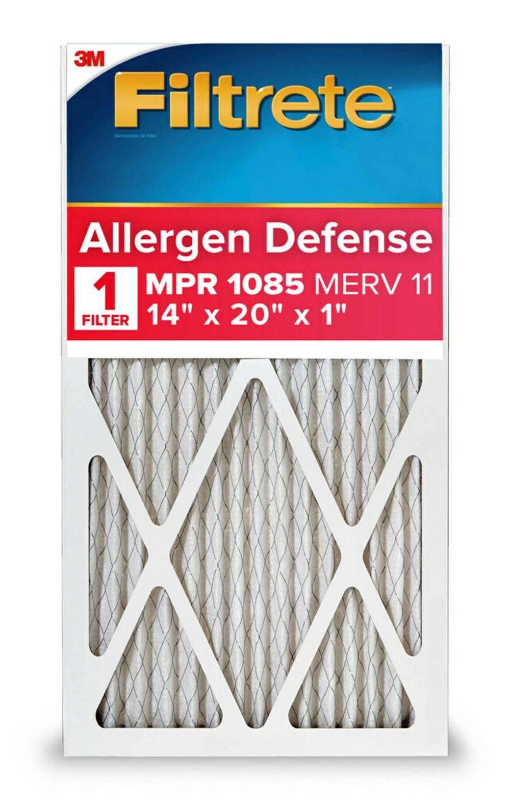 Filtrete 14-in W x 20-in L x 1-in MERV 11 1085 MPR Allergen Defense Extra Electrostatic Pleated Air Filter | 1205DC-12