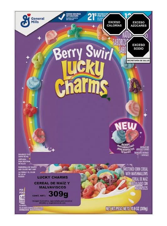 Lucky Charms · Cereal de maíz y malvaviscos, frutos rojos (309 g)