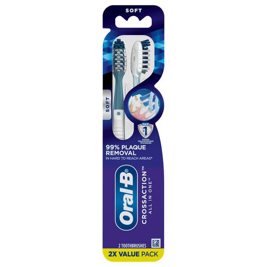 Oral-B Crossaction All in One Toothbrushes Soft, (2 ct)