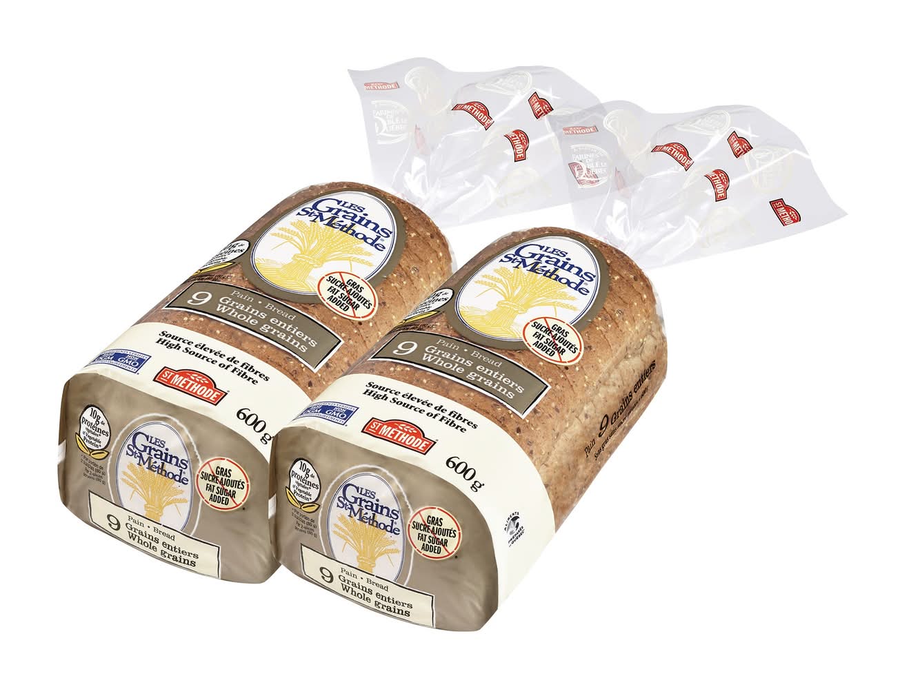Les Grains St-Méthode - Pain 9 Grains Entiers, 2 × 600 G / Les Grains St-Méthode 9 Whole Grains Bread, 2 × 600 G