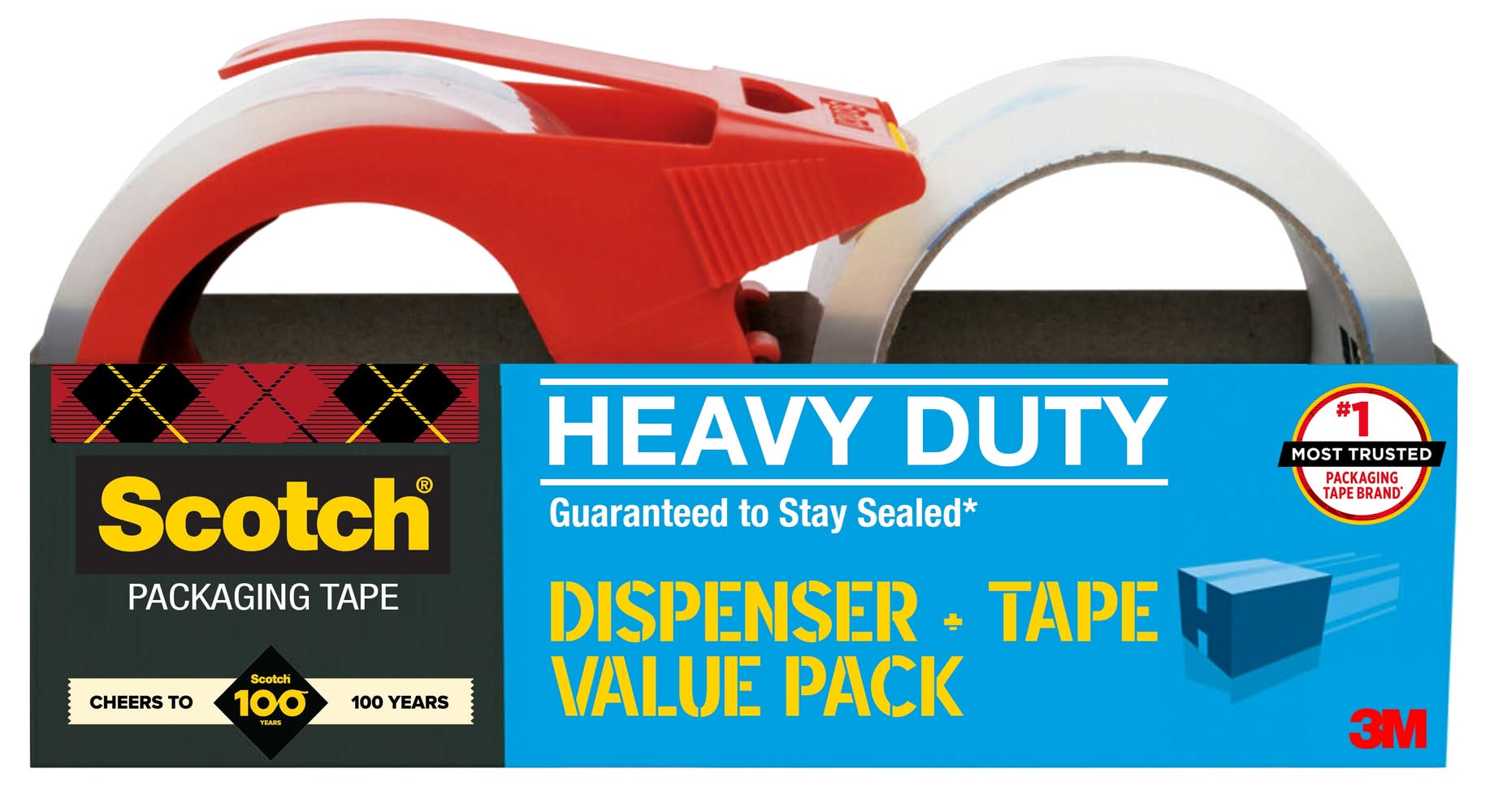 Scotch 2 -Pack 1.88-in x 54.6-yd Heavy Duty Shipping Packaging tape Dispenser Included