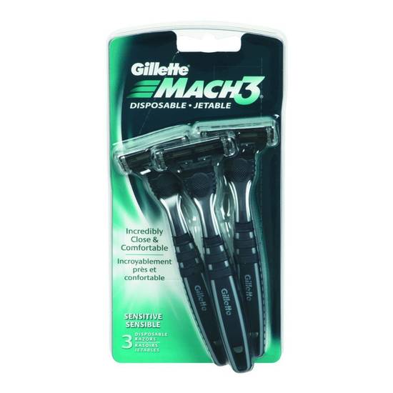 Gillette rasoirs jetables sensitive, mach3 (3 un) - mach 3 disposable razors sensitive (3 pieces)