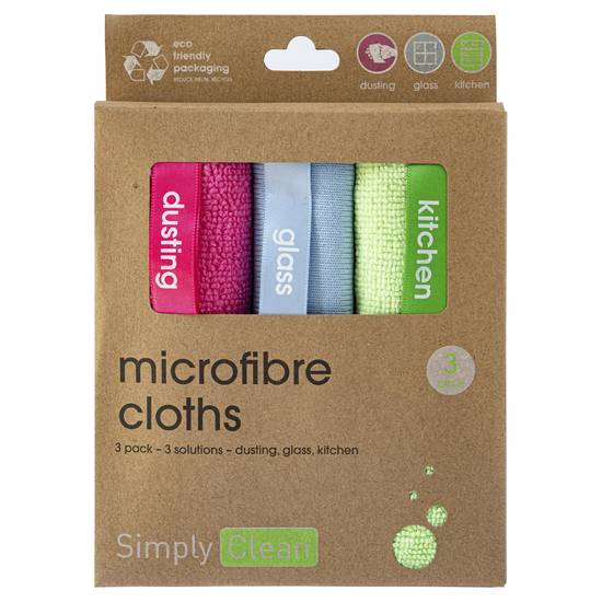 Simply Clean Labelled Microfibre Cloths 3 pack